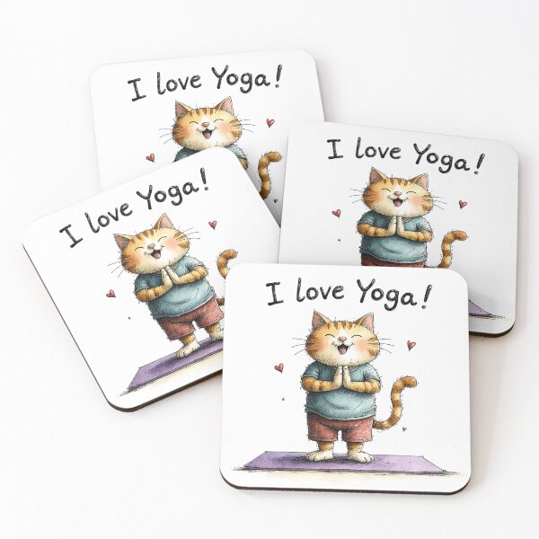 Item preview, I Love Yoga Cat Funny T-Shirt Sticker Cat Lover Gift designed and sold by barbastyle.
