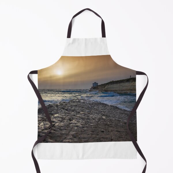 Item preview, Sunset Over Rocky Coastline With Waves, Cliff Fort And Distant Lighthouse On Calm Sea designed and sold by Nmallia.