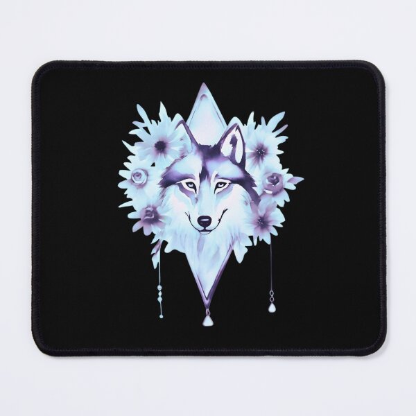 Item preview, Ethereal Cyber Pastel Wolf Diamond Floral Graphic designed and sold by TrinovaCreates.