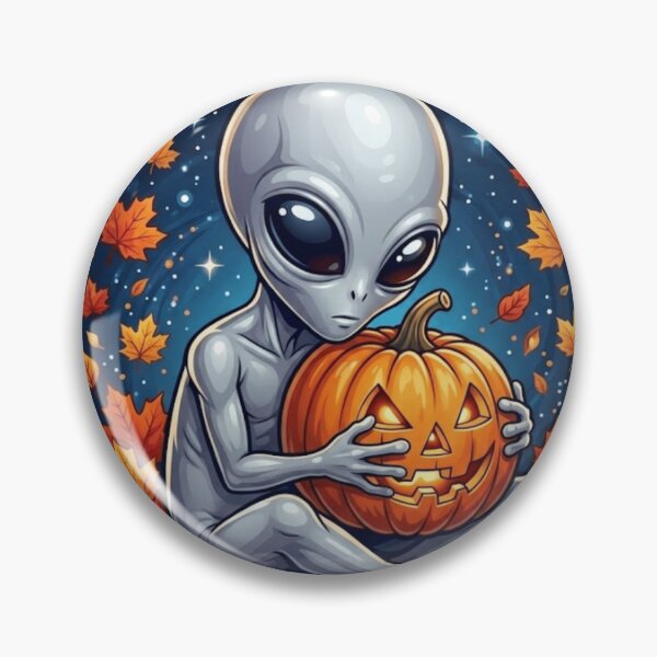 Item preview, Leaf Me Alone Alien Holding Pumpkin Halloween Pun designed and sold by haitrieuic96.