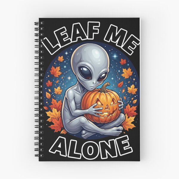 Item preview, Leaf Me Alone Alien Holding Pumpkin Halloween Pun designed and sold by haitrieuic96.