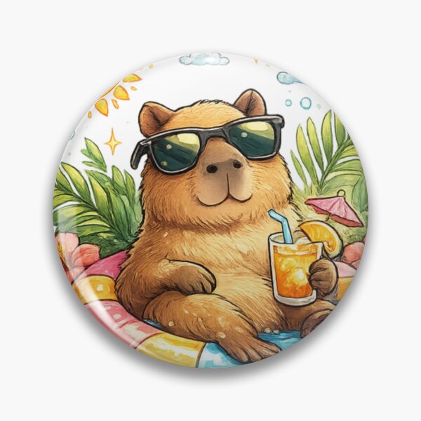 Item preview, Cute Capybara Summer Vibes | Tropical Pool Float Cartoon designed and sold by AMIR PRO .