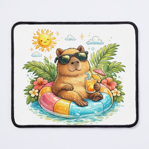 Item preview, Cute Capybara Summer Vibes | Tropical Pool Float Cartoon designed and sold by AMIR PRO .