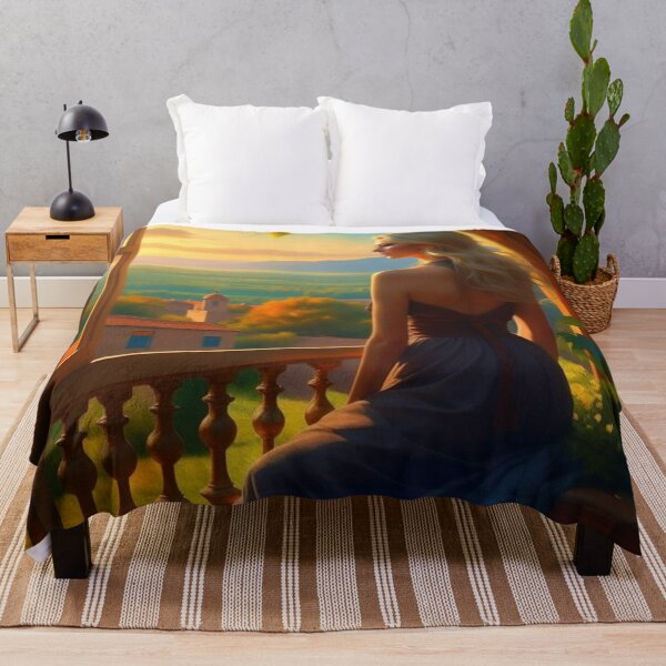 Item preview, Tuscan Sunset Blonde Woman Looking Through Window Painting designed and sold by UmSkelig834.