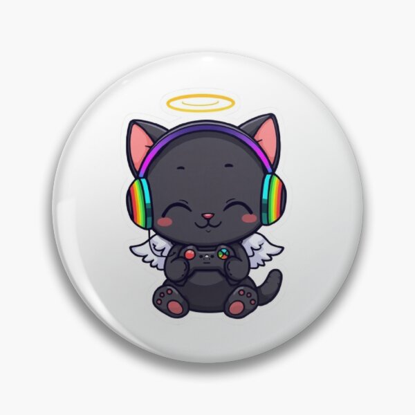 Item preview, Cute Gamer Cat Angel Chibi Design for Gaming and Cat Lovers designed and sold by Stylestickers55.