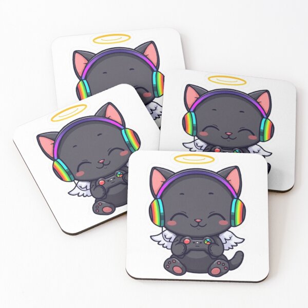 Item preview, Cute Gamer Cat Angel Chibi Design for Gaming and Cat Lovers designed and sold by Stylestickers55.