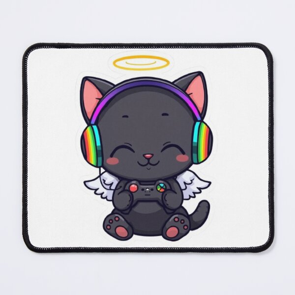 Item preview, Cute Gamer Cat Angel Chibi Design for Gaming and Cat Lovers designed and sold by Stylestickers55.
