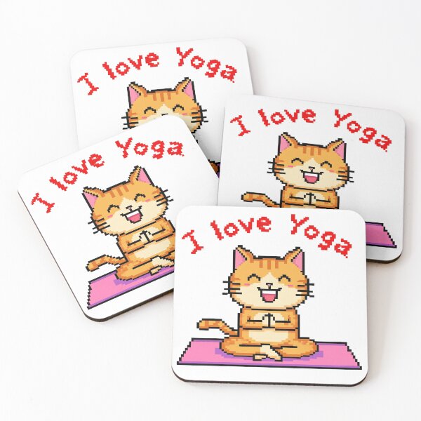 Item preview, Cat Yoga Pixel Art Sticker I Love Yoga Retro Cat Gift designed and sold by barbastyle.