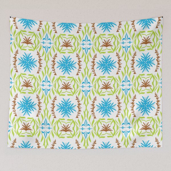 Item preview, Abstract Botanical Seamless Pattern with Blue Floral Motifs and Green Leaves designed and sold by Ei-Ei.
