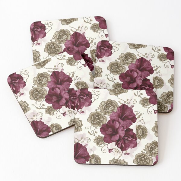 Item preview, Vintage Maroon Rose Floral Seamless Pattern designed and sold by IntelliMindDesigns.