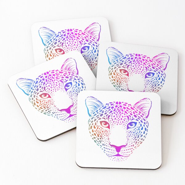 Item preview, Neon Rainbow Leopard Face Neon Line Art Portrait designed and sold by SolutionsArt.