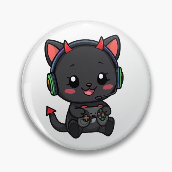 Item preview, Cute Devil Gamer Cat with RGB Headphones Kawaii Sticker designed and sold by Stylestickers55.