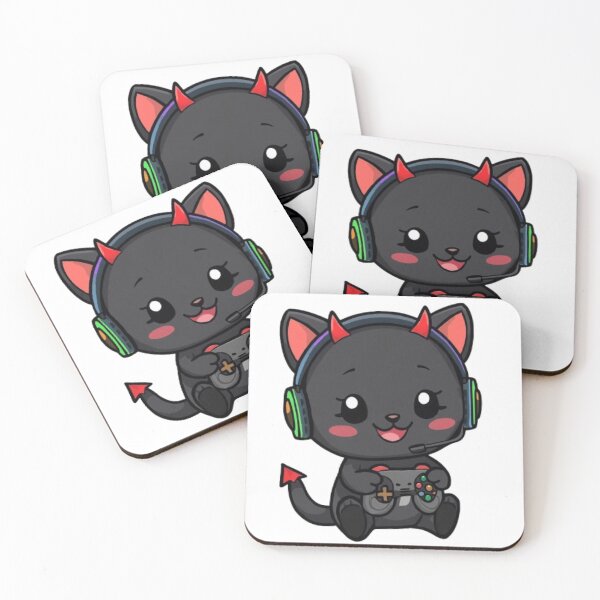Item preview, Cute Devil Gamer Cat with RGB Headphones Kawaii Sticker designed and sold by Stylestickers55.