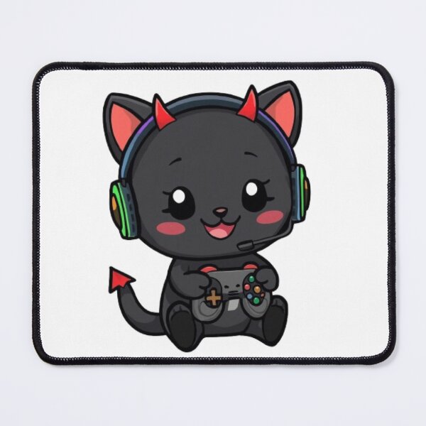 Item preview, Cute Devil Gamer Cat with RGB Headphones Kawaii Sticker designed and sold by Stylestickers55.