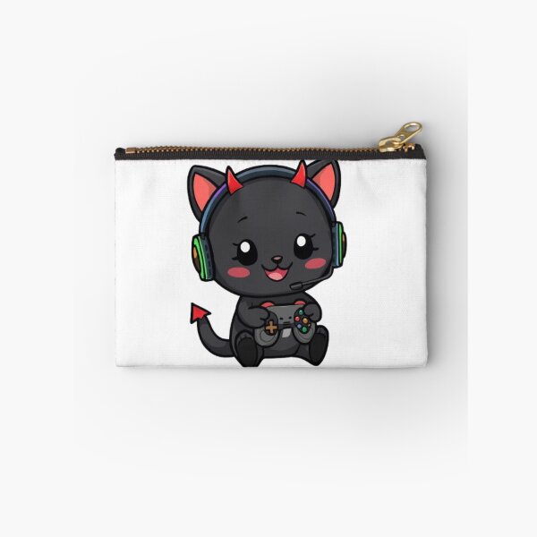 Item preview, Cute Devil Gamer Cat with RGB Headphones Kawaii Sticker designed and sold by Stylestickers55.