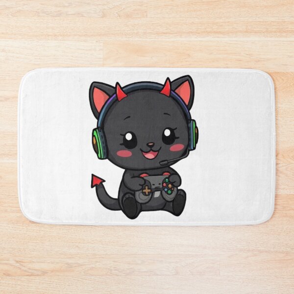 Item preview, Cute Devil Gamer Cat with RGB Headphones Kawaii Sticker designed and sold by Stylestickers55.