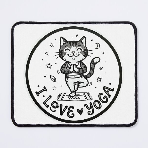 Item preview, I Love Yoga Cat Circle Sticker Black White Cat Gift designed and sold by barbastyle.
