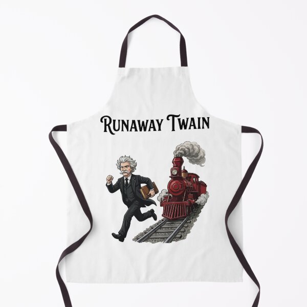 Item preview, Runaway Twain – Humorous Mark Twain Running From a Train Illustration designed and sold by Apotheosis by Irie Meraki.