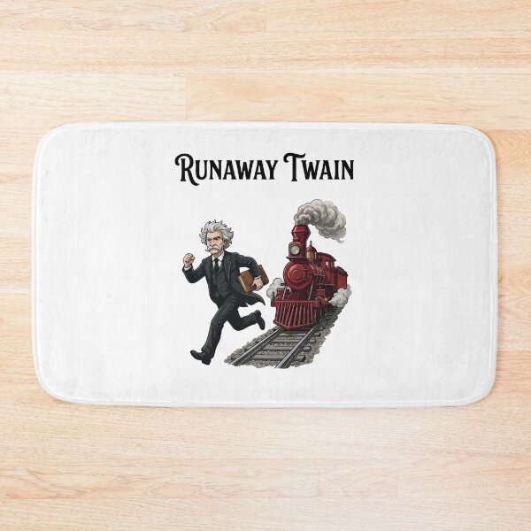 Item preview, Runaway Twain – Humorous Mark Twain Running From a Train Illustration designed and sold by Apotheosis by Irie Meraki.