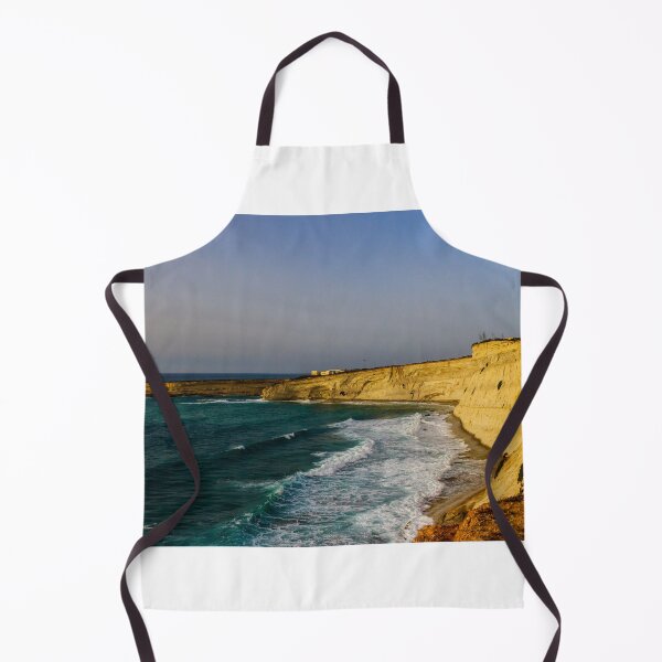 Item preview, Golden Coastal Cliffs Over Turquoise Sea With Waves Crashing Along A Remote Rocky Shoreline designed and sold by Nmallia.