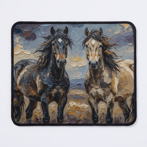 Item preview, Two Horses in Dramatic Landscape Oil Painting designed and sold by Pioneer Spirit Market.