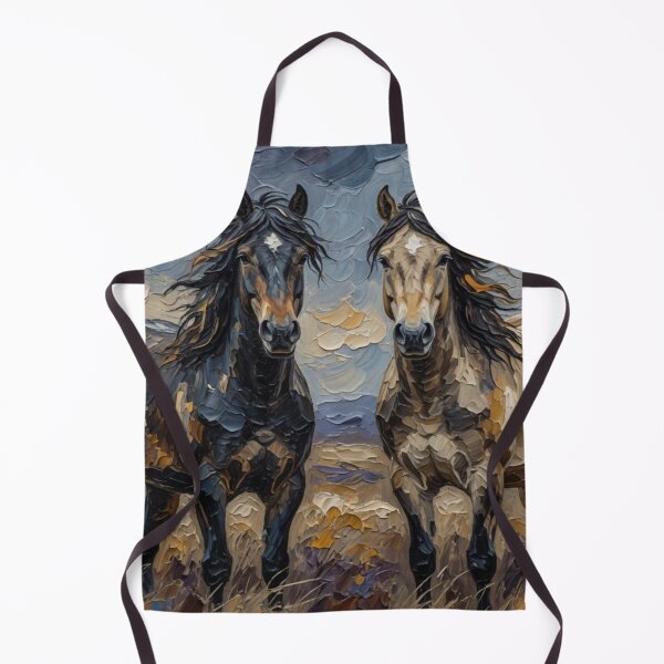 Item preview, Two Horses in Dramatic Landscape Oil Painting designed and sold by Pioneer Spirit Market.