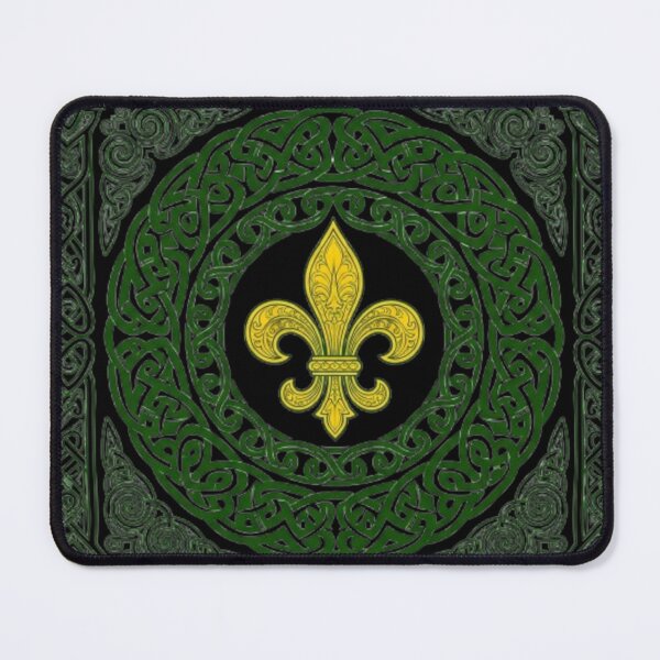 Item preview, Fleur De Lys Celtic Knot Irish Heritage Square Frame Gold and Green Design designed and sold by ProjectNoah.