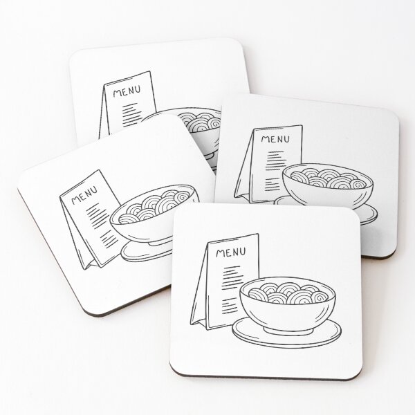 Item preview, A bowl of udon set on a tray next to a restaurant menu designed and sold by rasagamastore.