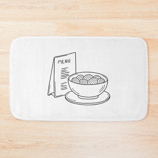 Item preview, A bowl of udon set on a tray next to a restaurant menu designed and sold by rasagamastore.