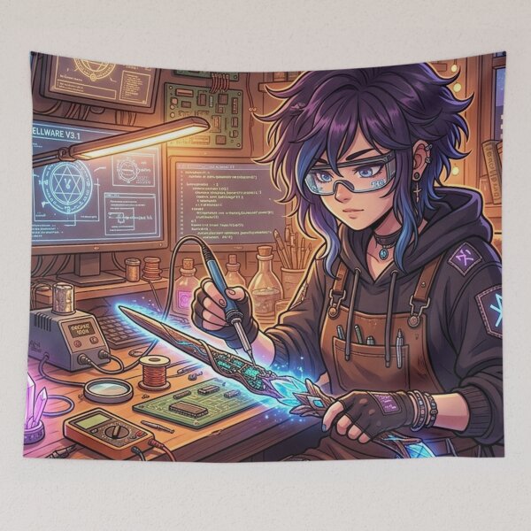 Item preview, Cyber Witch Workbench | Maker Space Poster | Engineer Girl Gift designed and sold by YNAMREG.