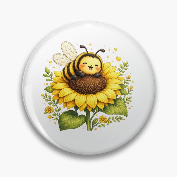Item preview, Cute Bee on Sunflower | Kawaii Happy Bumblebee Floral Design designed and sold by AMIR PRO .