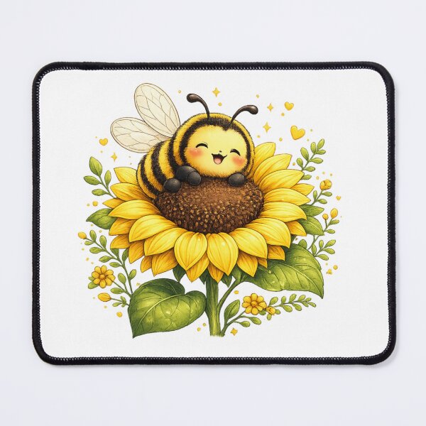 Item preview, Cute Bee on Sunflower | Kawaii Happy Bumblebee Floral Design designed and sold by AMIR PRO .