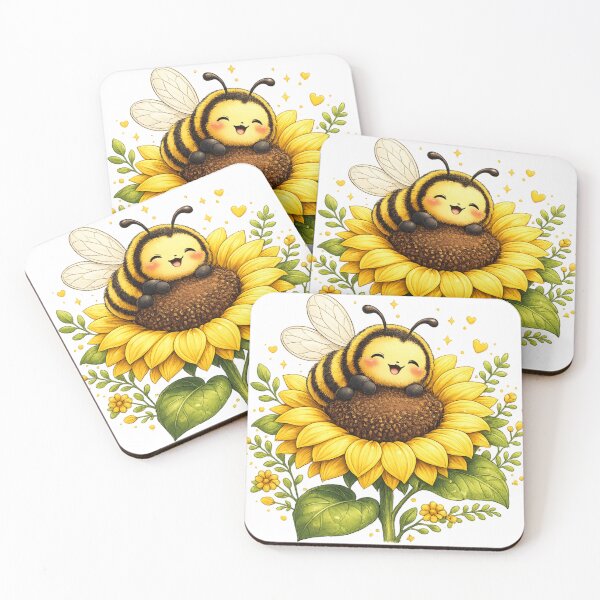 Item preview, Cute Bee on Sunflower | Kawaii Happy Bumblebee Floral Design designed and sold by AMIR PRO .