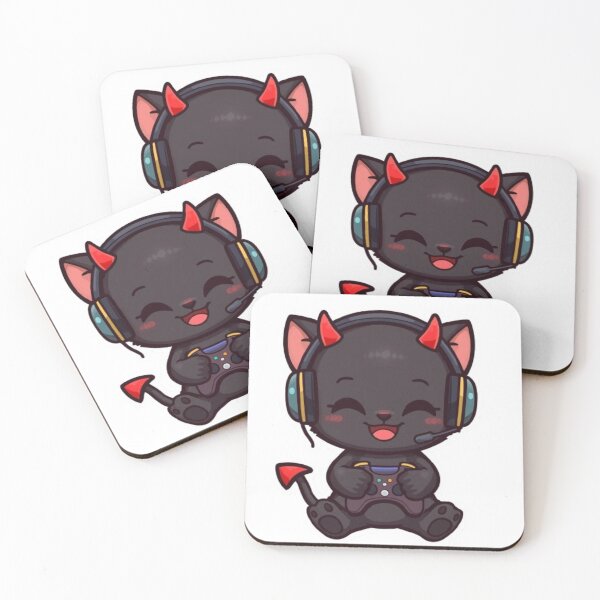 Item preview, Kawaii Devil Cat Gaming Sticker Cute Black Kitten with RGB Headset designed and sold by Stylestickers55.