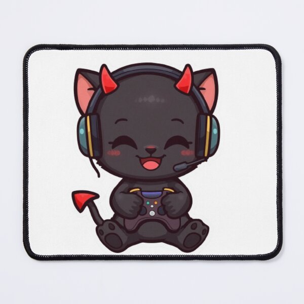 Item preview, Kawaii Devil Cat Gaming Sticker Cute Black Kitten with RGB Headset designed and sold by Stylestickers55.