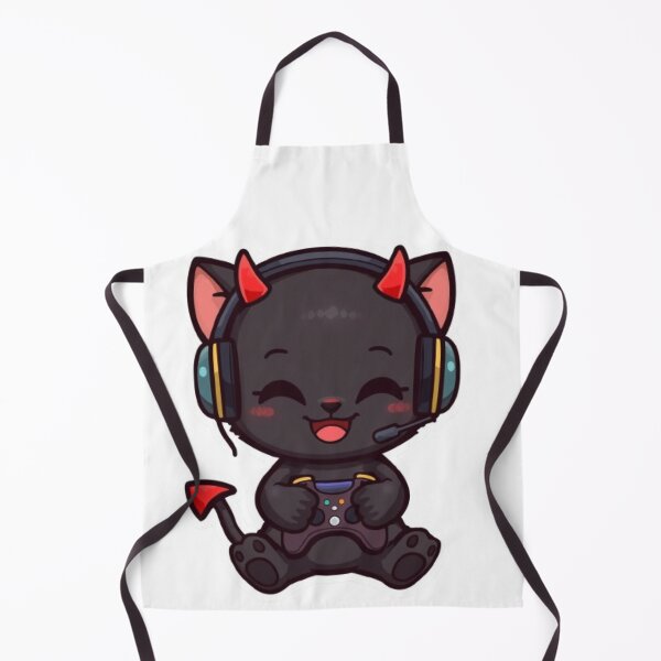 Item preview, Kawaii Devil Cat Gaming Sticker Cute Black Kitten with RGB Headset designed and sold by Stylestickers55.
