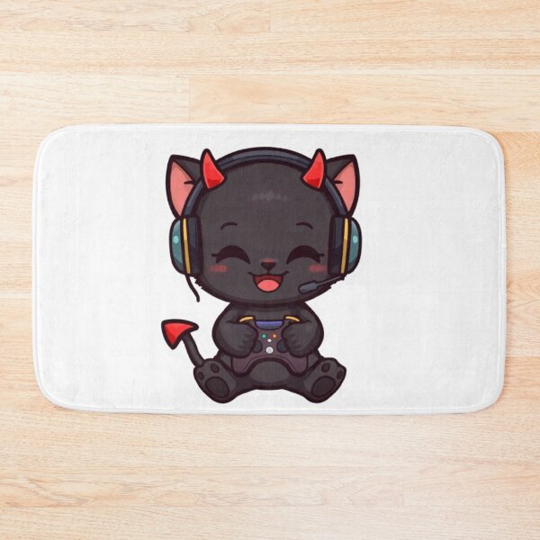 Item preview, Kawaii Devil Cat Gaming Sticker Cute Black Kitten with RGB Headset designed and sold by Stylestickers55.