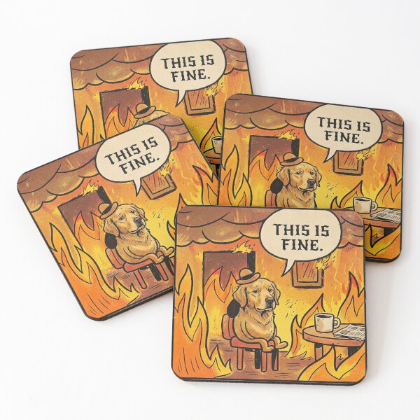 Item preview, This Is Fine Funny Dog Meme Sticker T-Shirt Gift designed and sold by barbastyle.