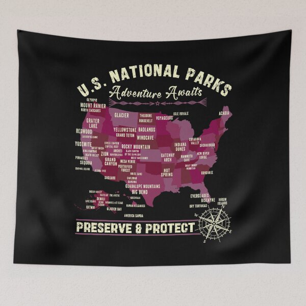 Item preview, usa map national parks list  designed and sold by schoolofbullies.