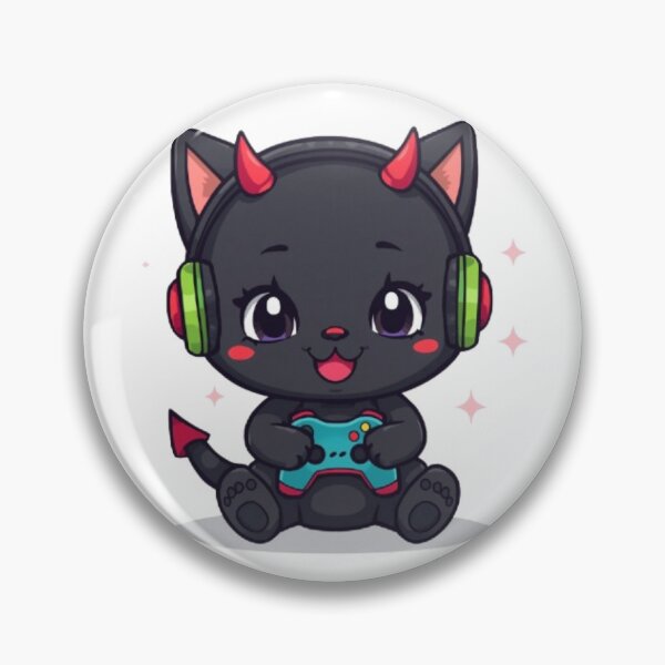Item preview, Cute Black Devil Cat Gamer Gift Kawaii Gaming Sticker designed and sold by Stylestickers55.
