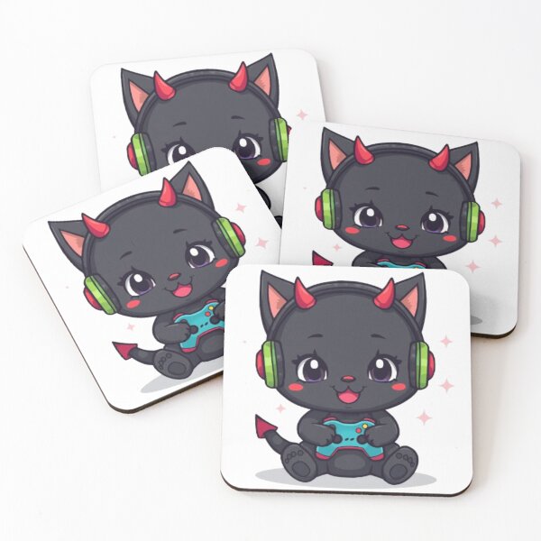 Item preview, Cute Black Devil Cat Gamer Gift Kawaii Gaming Sticker designed and sold by Stylestickers55.