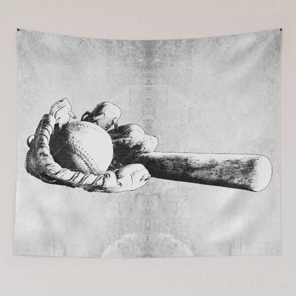 Item preview, Weathered Baseball Bat Glove Ball Dark Americana Sports Art designed and sold by Ghoul Enterprises.