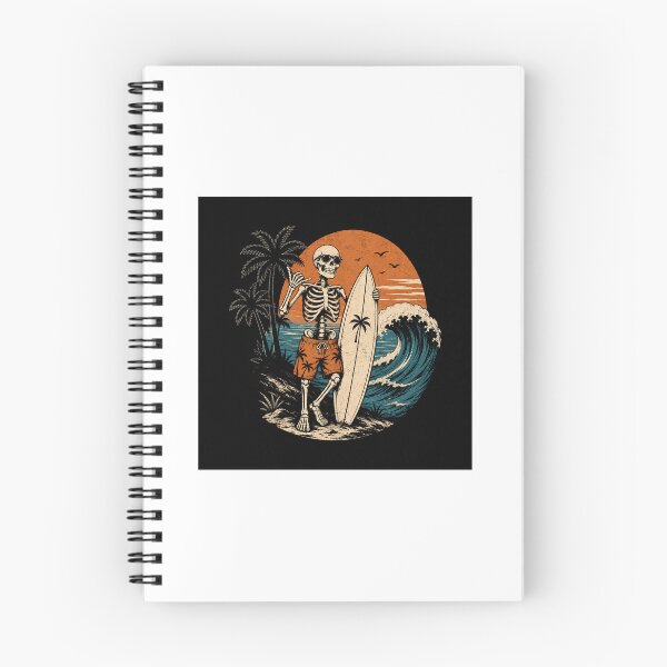 Item preview, Skeleton surfing with a mega wave birds and trees and sun designed and sold by carlsmart1.