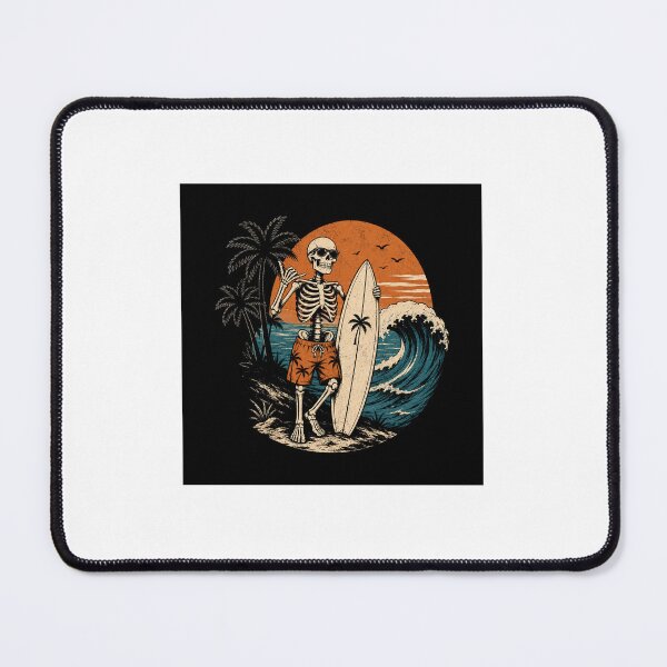 Item preview, Skeleton surfing with a mega wave birds and trees and sun designed and sold by carlsmart1.