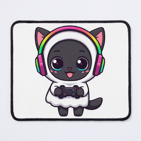 Item preview, Cute Devil Gamer Cat with RGB Headphones Kawaii Sticker designed and sold by Stylestickers55.