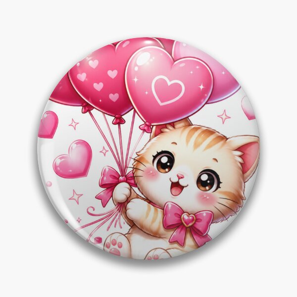 Item preview, Cute Kitten Heart Balloons Kawaii designed and sold by Reshmakhan.