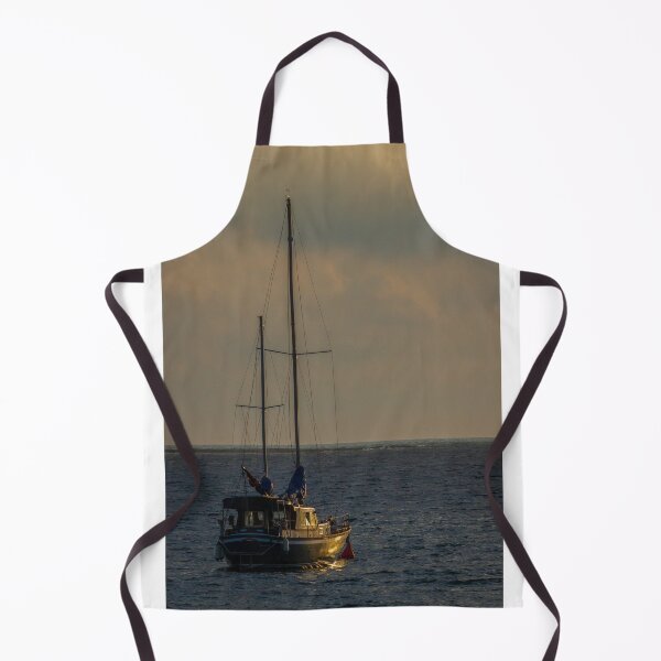 Item preview, Sailboat Anchored At Sea During Golden Sunset With Calm Waters And Dramatic Sky designed and sold by Nmallia.