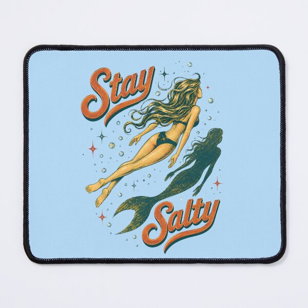 Item preview, Stay Salty Retro Mermaid Shadow Vintage Ocean Tee designed and sold by VIVID COLORS CLUB.