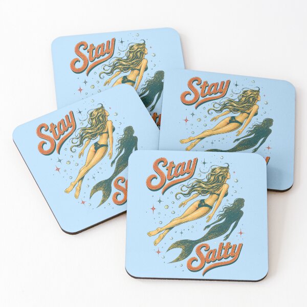 Item preview, Stay Salty Retro Mermaid Shadow Vintage Ocean Tee designed and sold by VIVID COLORS CLUB.