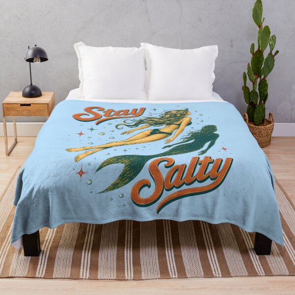 Item preview, Stay Salty Retro Mermaid Shadow Vintage Ocean Tee designed and sold by VIVID COLORS CLUB.